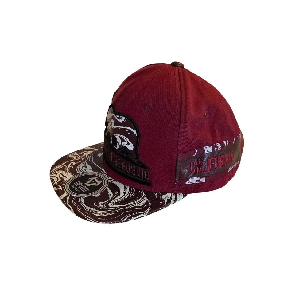 California Republic Bear Snapback Hat | Burgundy |‎ Top Level